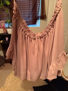 eesome Mauve Pink Off-Shoulder Ruffle Tunic